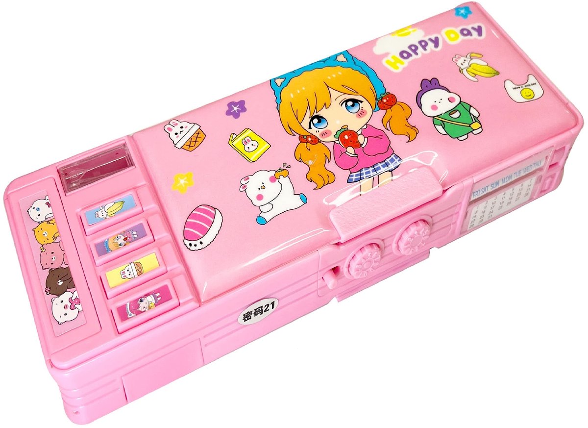 Dailygoods- Potloodetui Multifunctioneel - Pennenbakje Organizer - Puntenslijper - Schoolbenodigdheden - Schattig Cartoon - Duurzaam Hoogwaardig Plastic