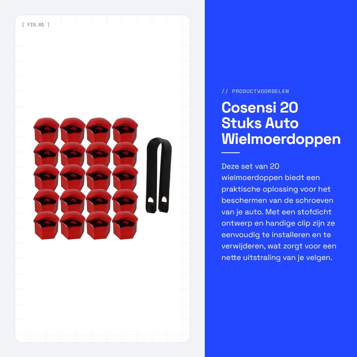 Dailygoods- Wielmoerdoppen 20 Stuks - Stofdichte Afdekking - Clip Inclusief - Kunststof - 19mm - Rood - Naafdoppen