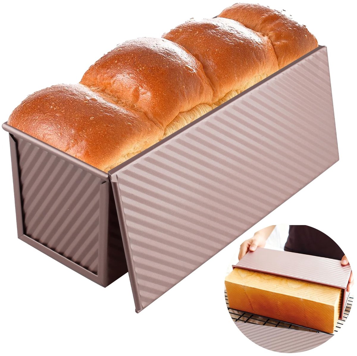 Dailygoods- Broodvorm met Deksel 1000 g - Antiaanbaklaag - Koolstofstaal - Gekarteld - Geschikt voor Oven - Zelfgemaakte Taarten/Sandwiches - Broodpan