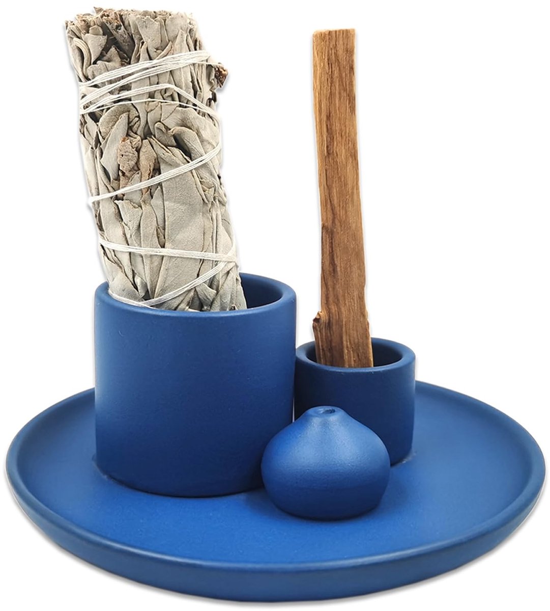 Dailygoods- Wierookhouder 3-in-1 - Wierookstokjeshouder - Wierookbrander - Keramiek - Ideale woondecoratie - Inclusief reinigingsborstel/pincet - Wierookstandaard