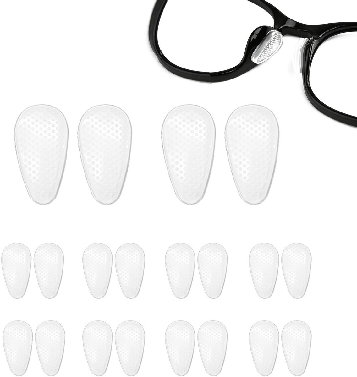 Dailygoods- Neuspads Siliconen - Zelfklevend - Antislip - 10 Paar - Transparant - 14 × 7,5 × 3 mm - Brilpads
