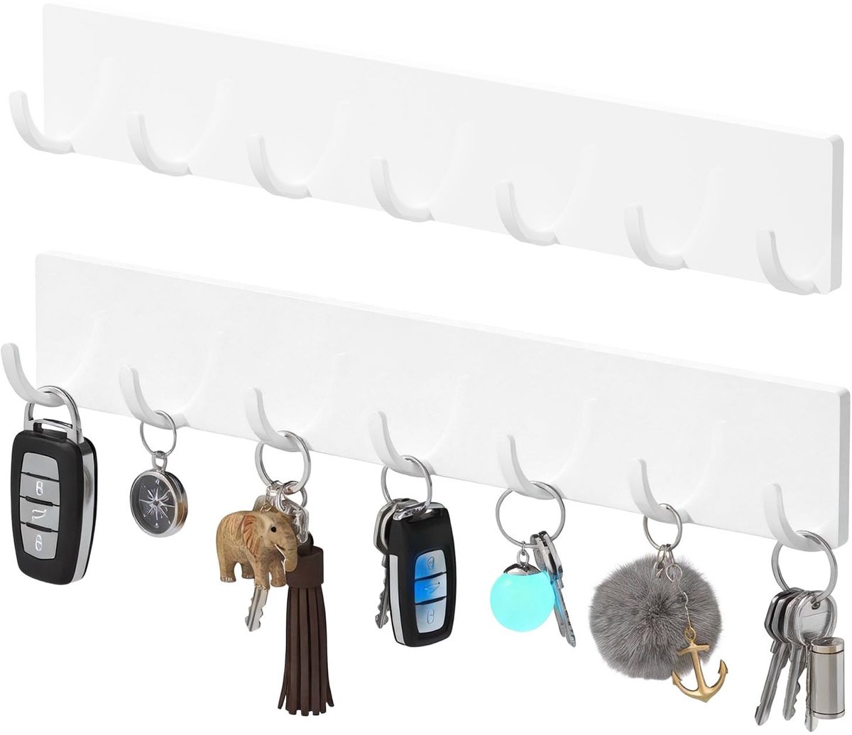 Dailygoods- Sleutelhouder met sterke zelfklevende lijm - Sleutelrekje - Sleutelhaken - Hangende opslag - Duurzaam - Robuust en praktisch - Sleutelrek