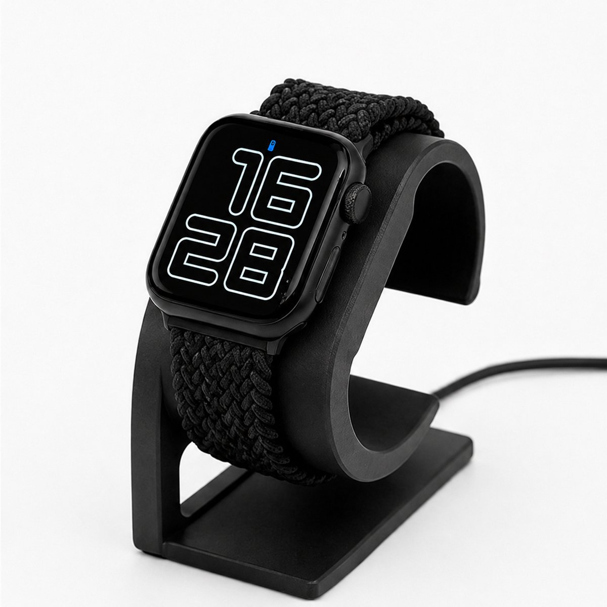 Skushy Apple Watch Oplaadstandaard Curve Design - Apple Watch Houder - Laadstation - Nachtkastje Dock - Bureau Dock - Oplaadhouder - Kabel Organizer - Magnetische Oplader Houder - Smartwatch Stand - Zwart