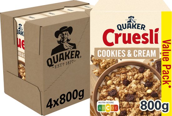 Quaker Cruesli Cookies & Cream - Ontbijtgranen - 4 x 800 gram