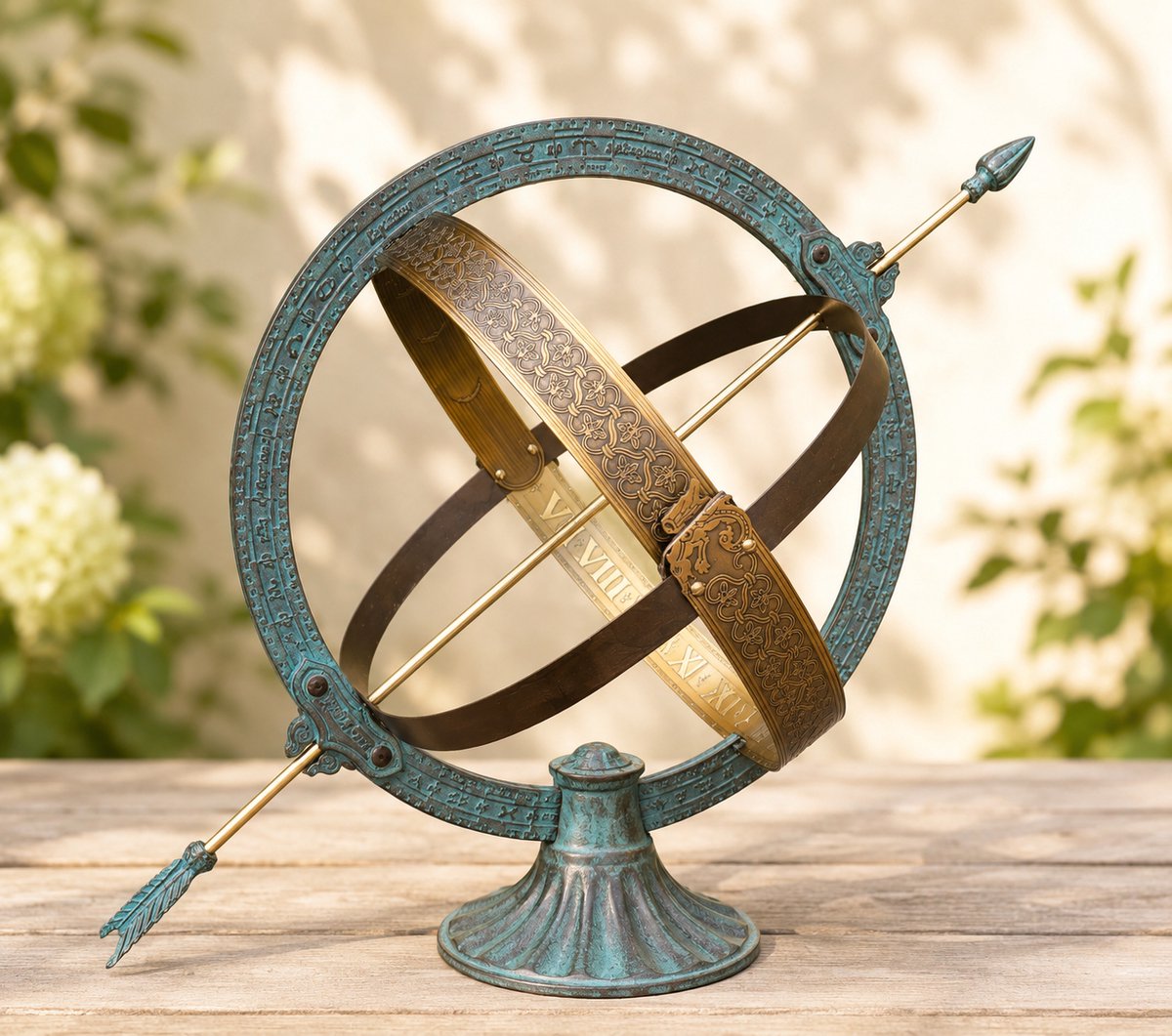 Zonnewijzer - bronzen zonnewijzer - goud - Bronzartes - 42 cm hoog