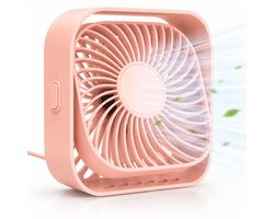 Twenty4seven® Mini Tafelventilator - Oplaadbaar & Draadloos - Roze - Bureau Ventilator met 3…