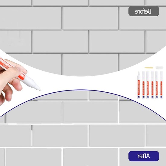 6 Stuks Grout Marker Wit voor Tegels, Grout Pen voor Badkamer en Keuken, Herstel van Tegelvoegen, Grout Reparatie Pen met Vervangende Tegel en Onderhoudsoplossingen — afbeelding 4