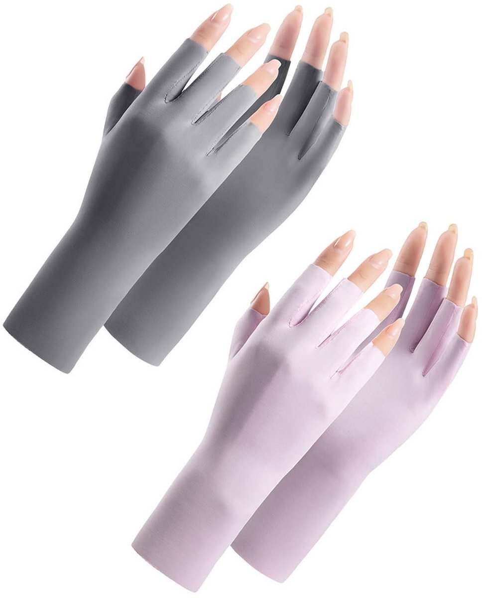 Dailygoods- Vingerloze Handschoenen UV-bescherming - Professionele Handschoenen - Anti-UV-bescherming - Fitness - Manicure - 2 Paar - Manicurehandschoenen