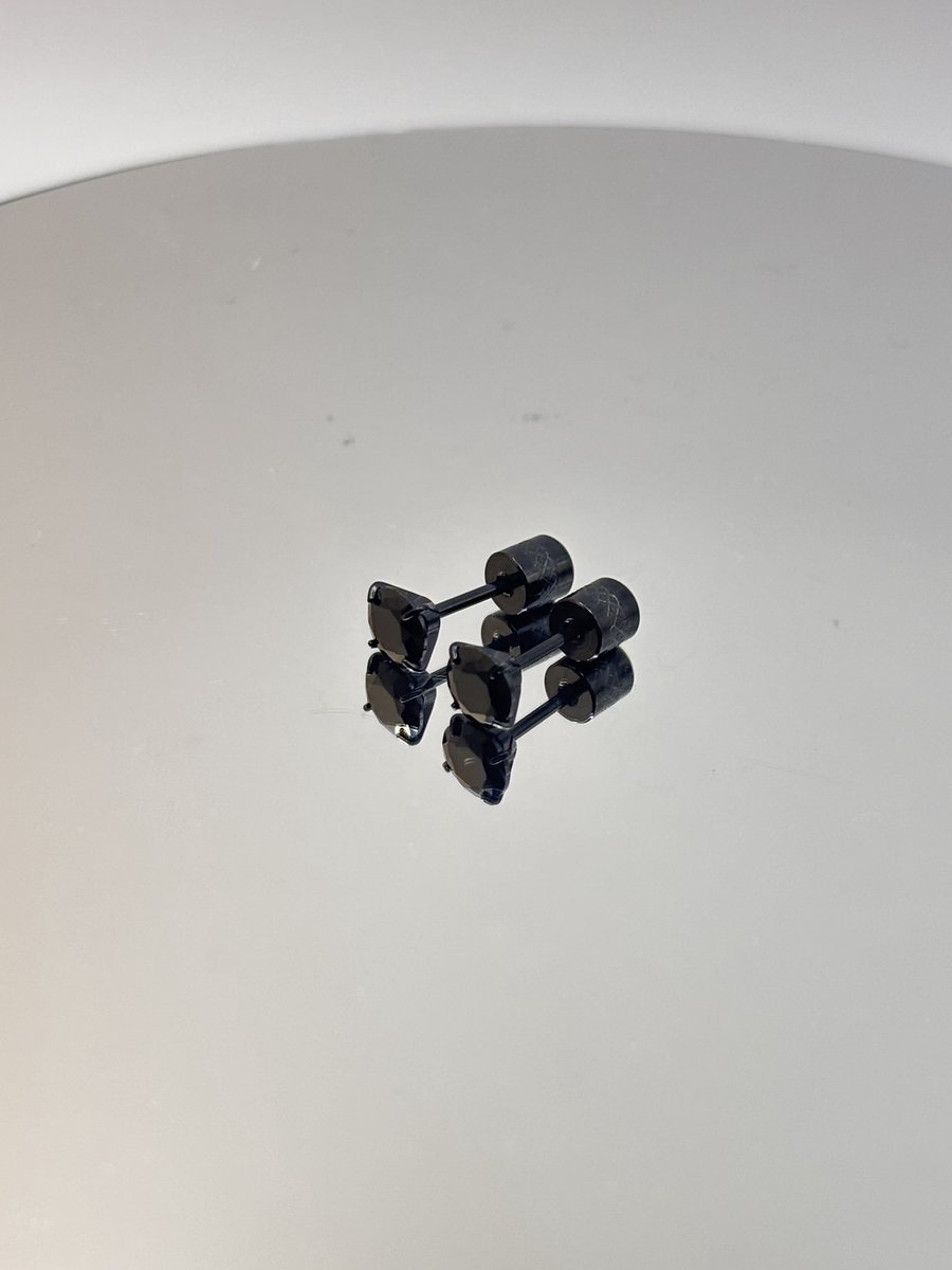 Zwart Titanium Stalen Oorbellen - Onyx Edelsteen - Unisex - Waterproof - Hypoallergene Sieraden