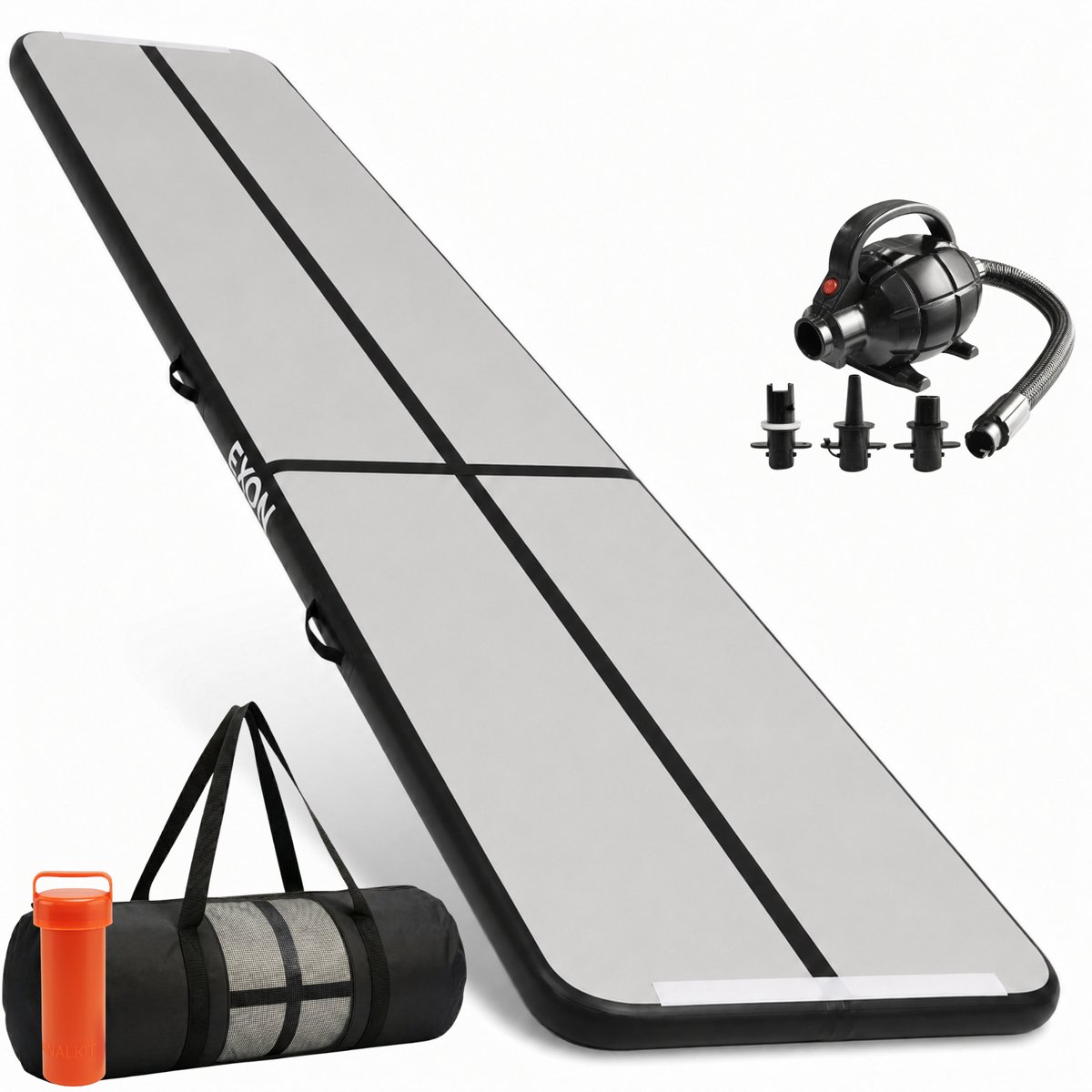 Exon® AirTrack Pro 5 meter - Turnmat - 500x100x10 CM - Sporten - Buiten & Binnen - Turnen - Waterproof - Incl. Elektrische Pomp - Zwart