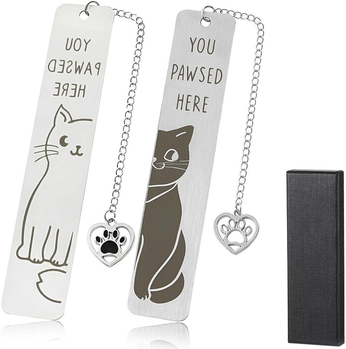 Dailygoods - Set van 2 metalen katten boekenleggers voor boekenliefhebbers