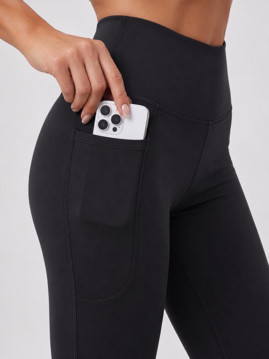 SparkNine Serenaflare dames legging - flare pants - met zakken - XL - zwart - hoge taille - stijlvol - elastisch van Merkloos — afbeelding 3