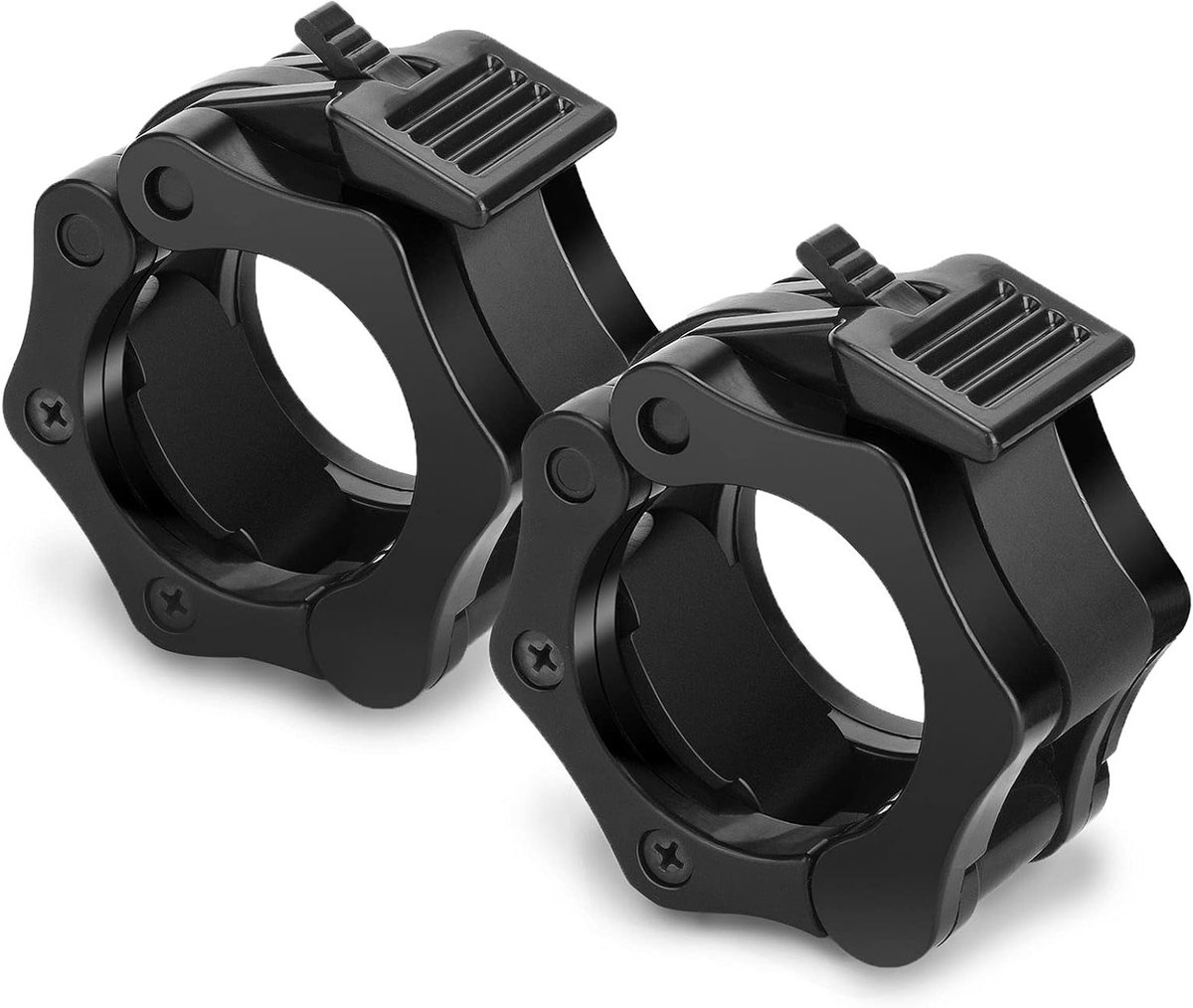 Set van 2 Snelle Ontgrendelings Dumbbell Klemmen voor Olympische Halters - Nylon Klemmen voor Gewichtheffen en Fitness Training (Zwart)