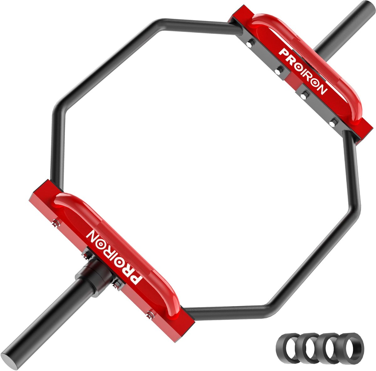 Dailygoods- Valstang 250 kg capaciteit - Hex Deadlift/Squat Bar - Gekartelde handgrepen - Zeshoekige dumbbell bar - Heavy Duty Staal - Extra lange mouwen 30 cm