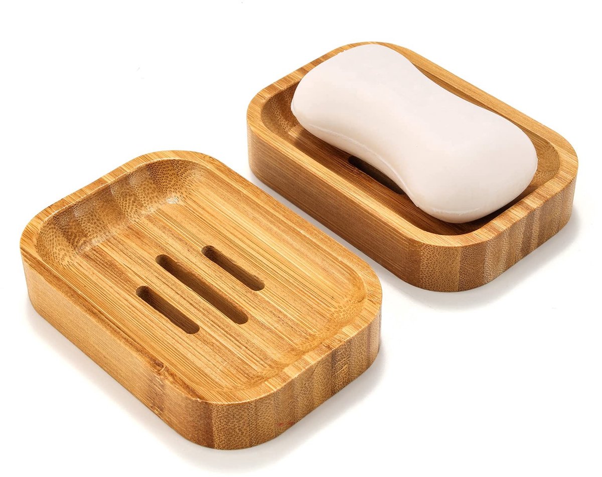 Dailygoods- Zeepbakje Bamboe Duurzaam - Zeepdoosje met Deksel - Antislip - Lichtgewicht - Badkamer Accessoire - Milieuvriendelijk - Zeepschaal