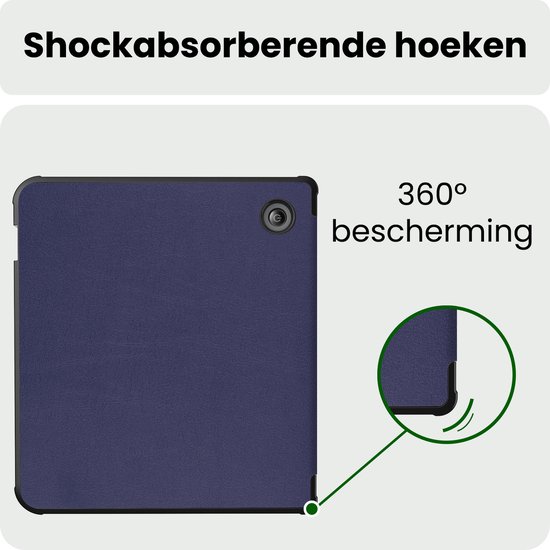 Hoes Geschikt voor Kobo Libra H2O Hoesje Bookcase Cover Hoes - Hoesje Geschikt voor Kobo Libra H2O Hoes Cover Case - Donkerblauw — afbeelding 5