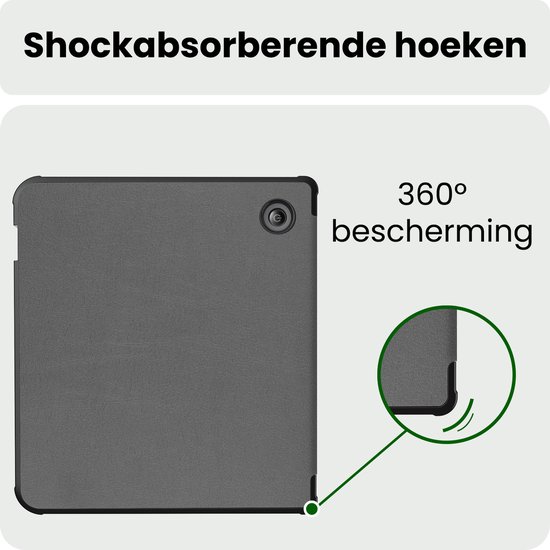 Hoes Geschikt voor Kobo Libra H2O Hoesje Bookcase Cover Hoes - Hoesje Geschikt voor Kobo Libra H2O Hoes Cover Case - Grijs — afbeelding 5