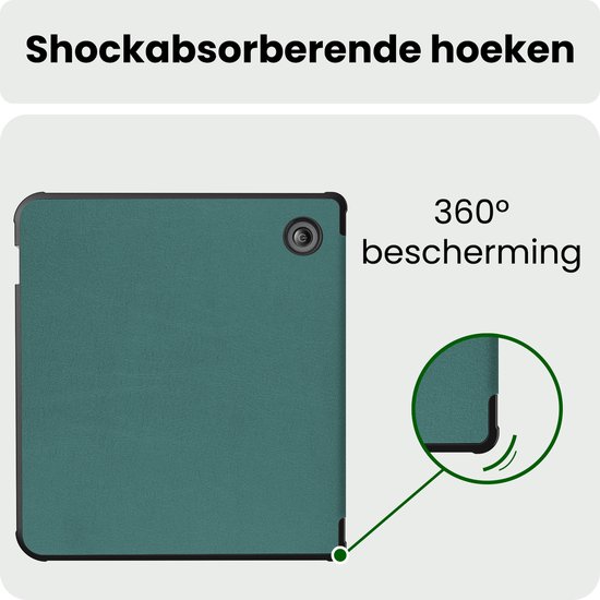 Hoes Geschikt voor Kobo Libra 2 Hoesje Bookcase Cover Hoes - Hoesje Geschikt voor Kobo Libra 2 Hoes Cover Case - Donkergroen — afbeelding 4