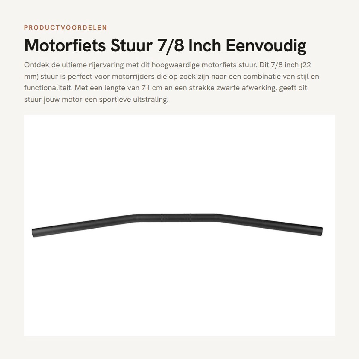 Dailygoods- Motorfiets Stuur 7/8 Inch - Gebogen Stuur - Zwart/Zilver - IJzeren Stuur - 71 cm Lengte - Schokabsorberend Ontwerp - Motorstuur