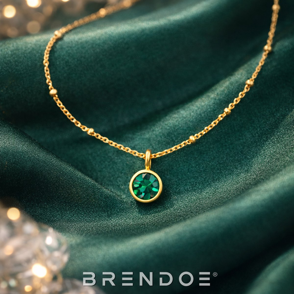 Brendoe Ketting met Groene Steen Dames – moederdag – Goudkleurige Hangerketting RVS 14K Verguld – Afneembare Hanger – Minimalistisch Cadeau voor Haar – moederdag cadeautje