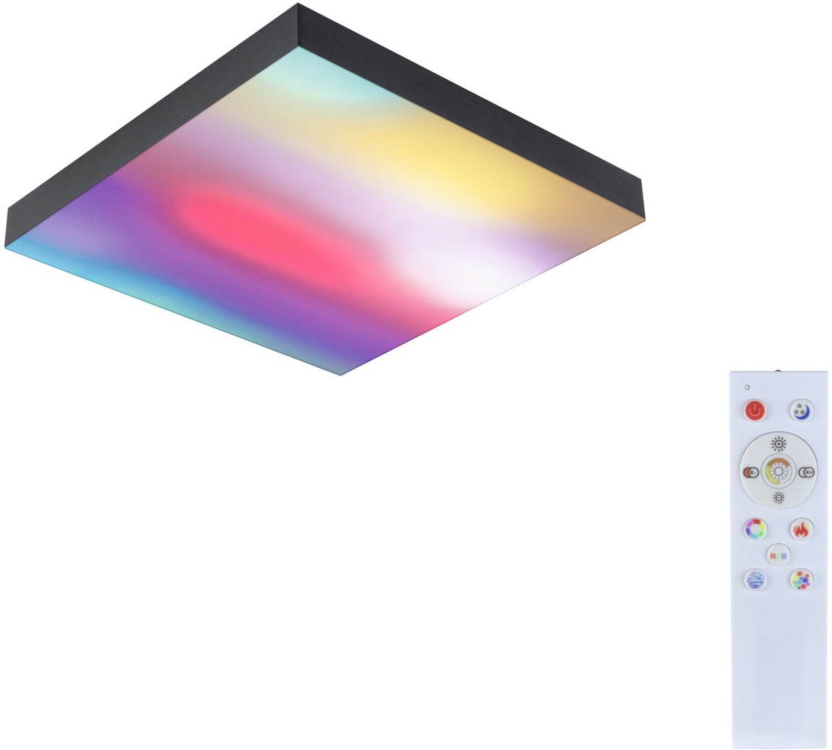 LED-paneel Loria Rainbow dynamicRGBW hoekig 295x295 mm 13,2W 1440lm RGB+ Zwart dimbaar