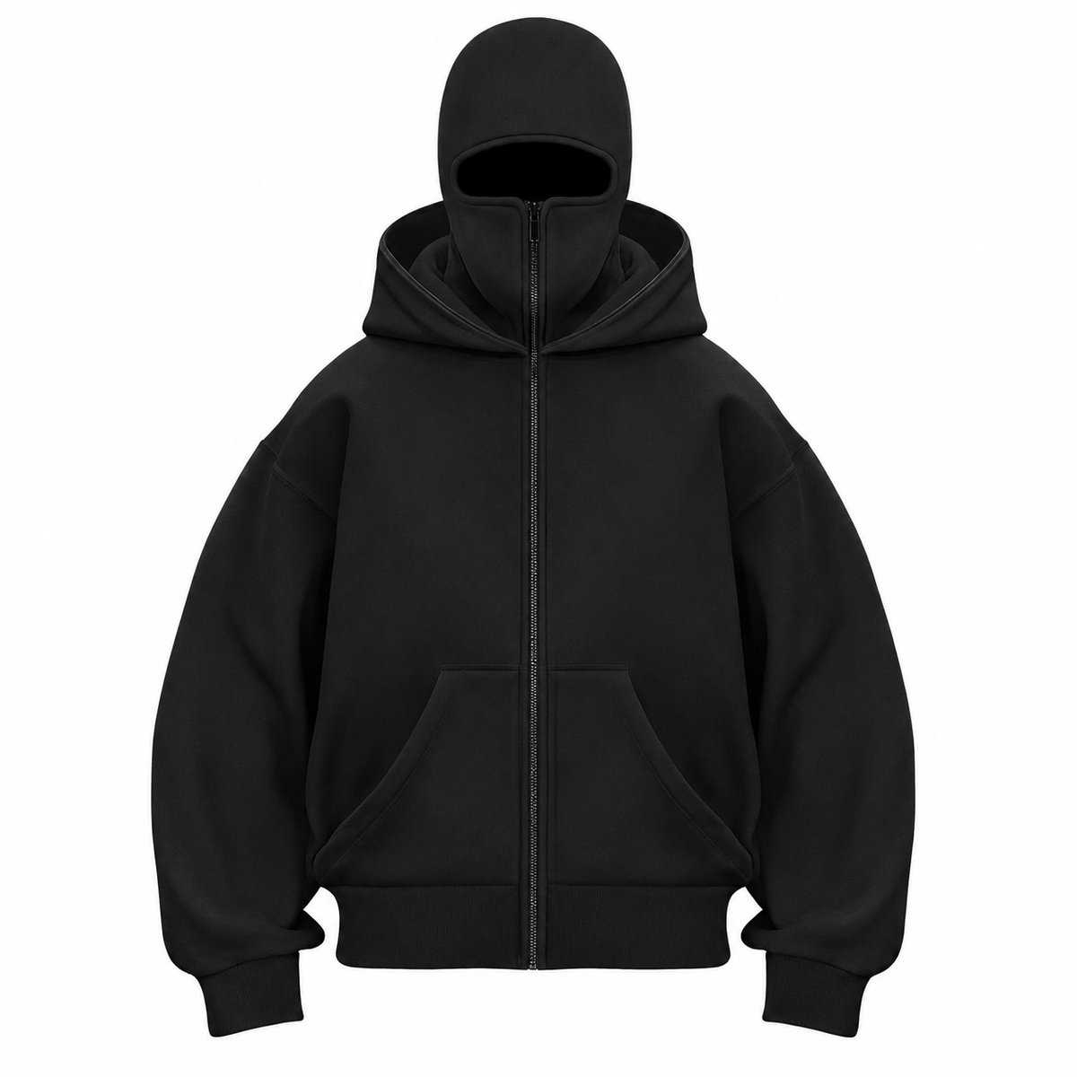 ANTI SOCIAL Ninja Hoodie Vest | M | Volledig Dichtritsbare Bivakmuts Capuchon Trui | Winddichte Hooded Oversized Sweatshirt Met Masker | Unisex | Full Zip | Oversized Fit