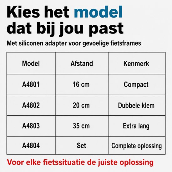 Zilveren Lange Framehouder Fietsendrager Afsluitbaar - 45 cm - Voor 3e Fiets - Universele Fietsklem Caravan & Camper — afbeelding 4