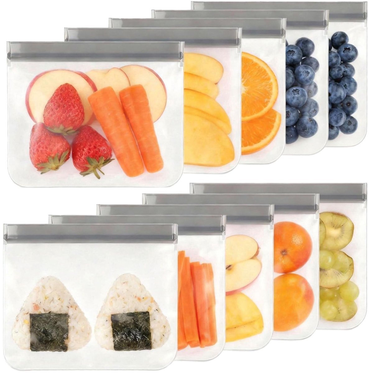 Dailygoods- Vrieszakken 10 stuks - Herbruikbaar - Lekvrij - 22 x 19 cm - Geschikt voor groenten/snacks/vlees - PEVA materiaal - Opbergzakken