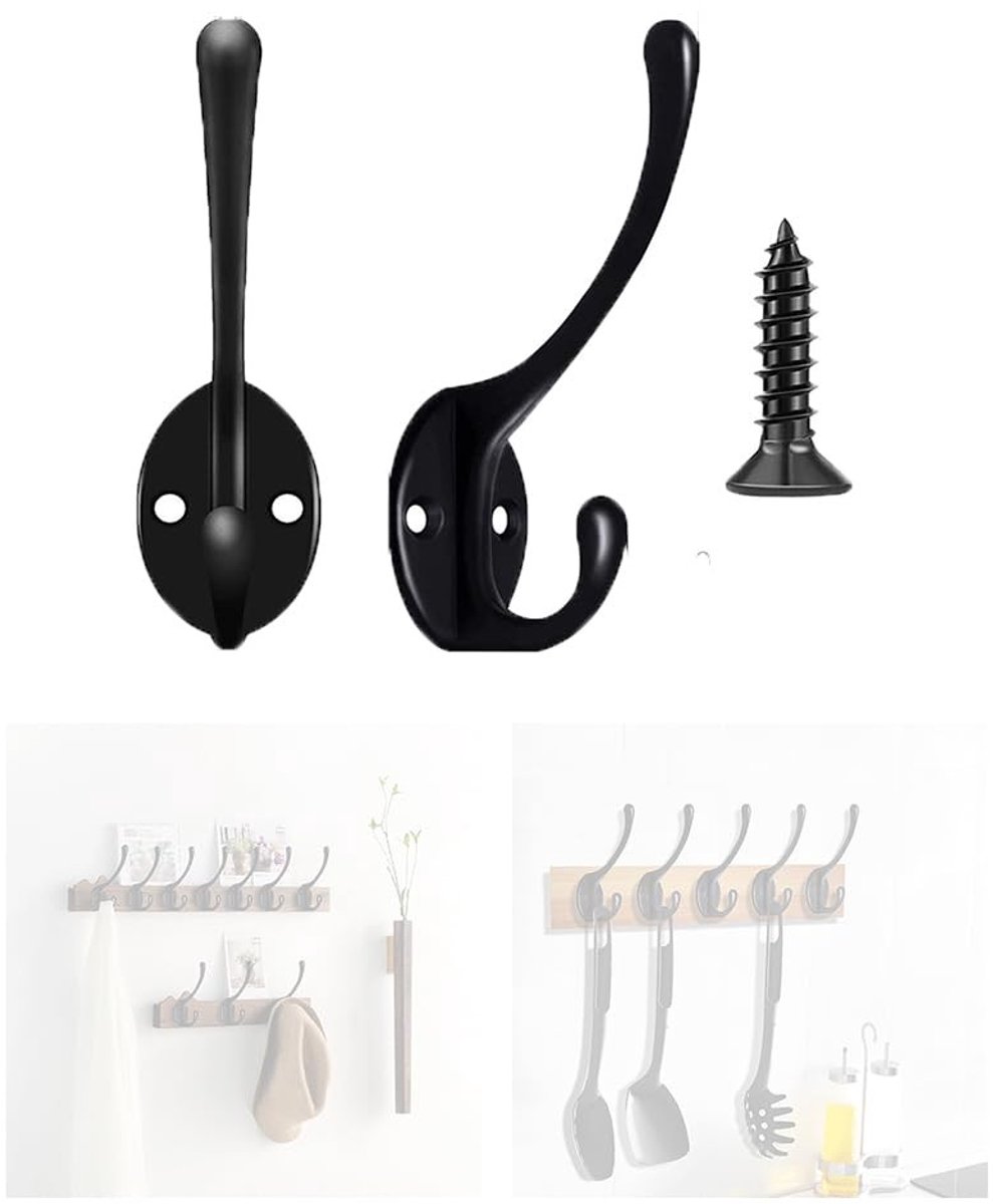 Dailygoods- Kapstokhaken 6 Stuks - Wandgemonteerde Haken - Multifunctioneel - Zinklegering - Draagvermogen - Voor Jassen/Hoeden - Wandhaken