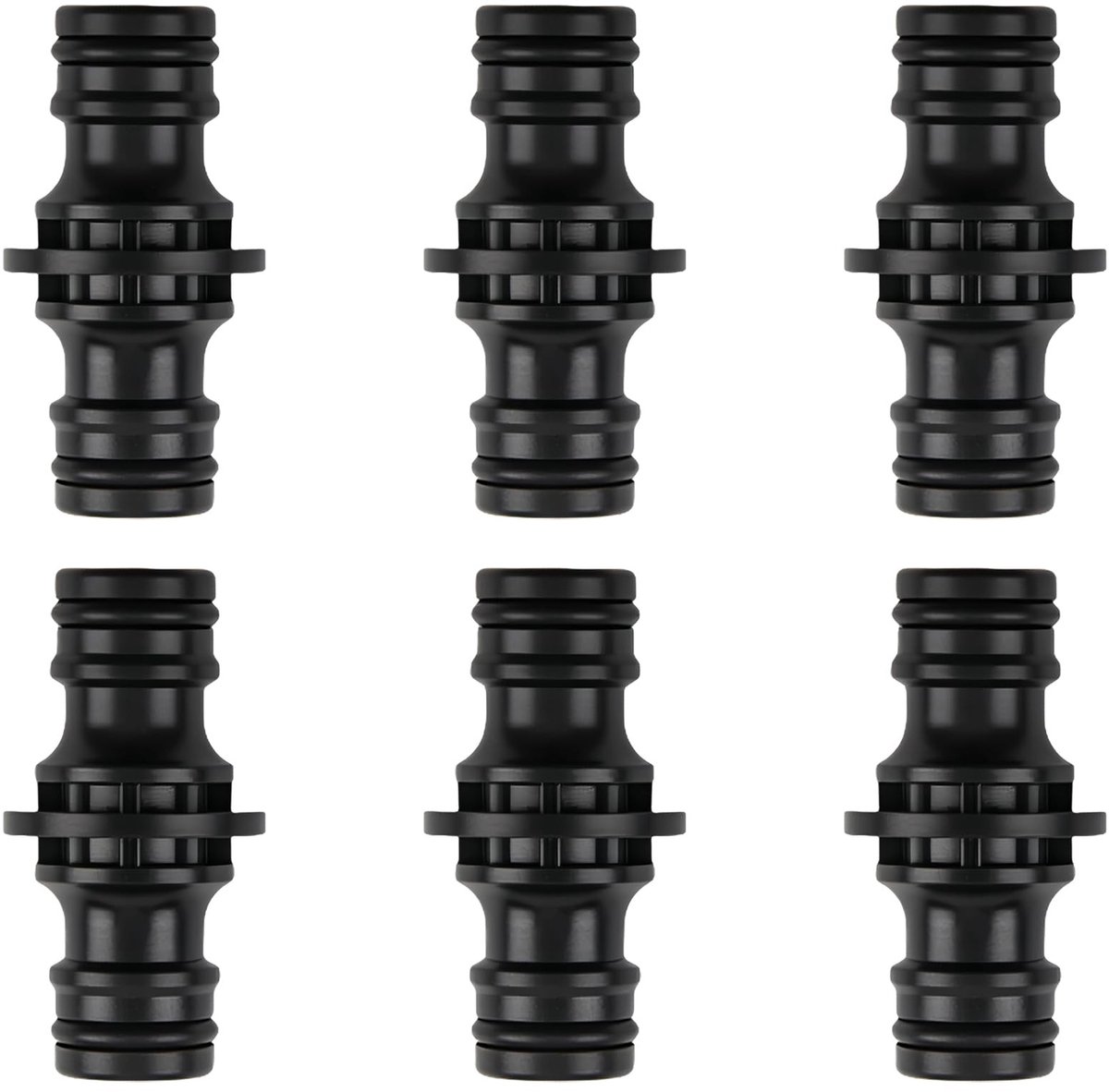 Dailygoods- Slangkoppeling 1/2 inch - 6 stuks - PP-kunststof - Dubbele afdichting - Lekvrij - Geschikt voor tuin en landbouw - Slangaansluiting