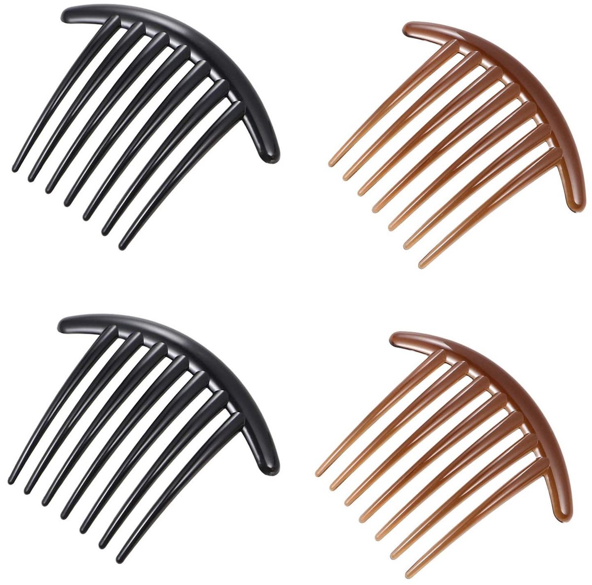 Dailygoods - Franse haarspelden, kammen, zijkammen, steekkam, 4 stuks, acryl, zijkam, insteekkam, dames, zijkammen, hoofdtooi, haaraccessoires