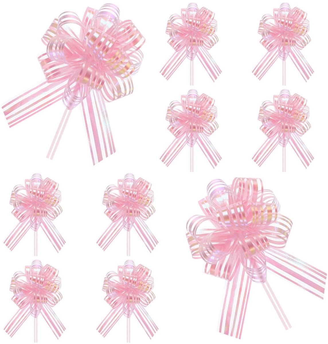 Dailygoods - 10 trekbogen, 4 inch strikken voor cadeauverpakking, roze strikken voor cadeauverpakking, grote strikken voor cadeauverpakking, bruiloftslint voor cadeauverpakking, bruiloftsdecoraties