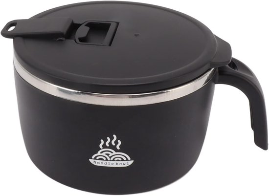 Noodle Bowl - Instant Cup - Lunch Bereiden - Geïntegreerde Telefoonhouder - 900ml - Zwart — afbeelding 5