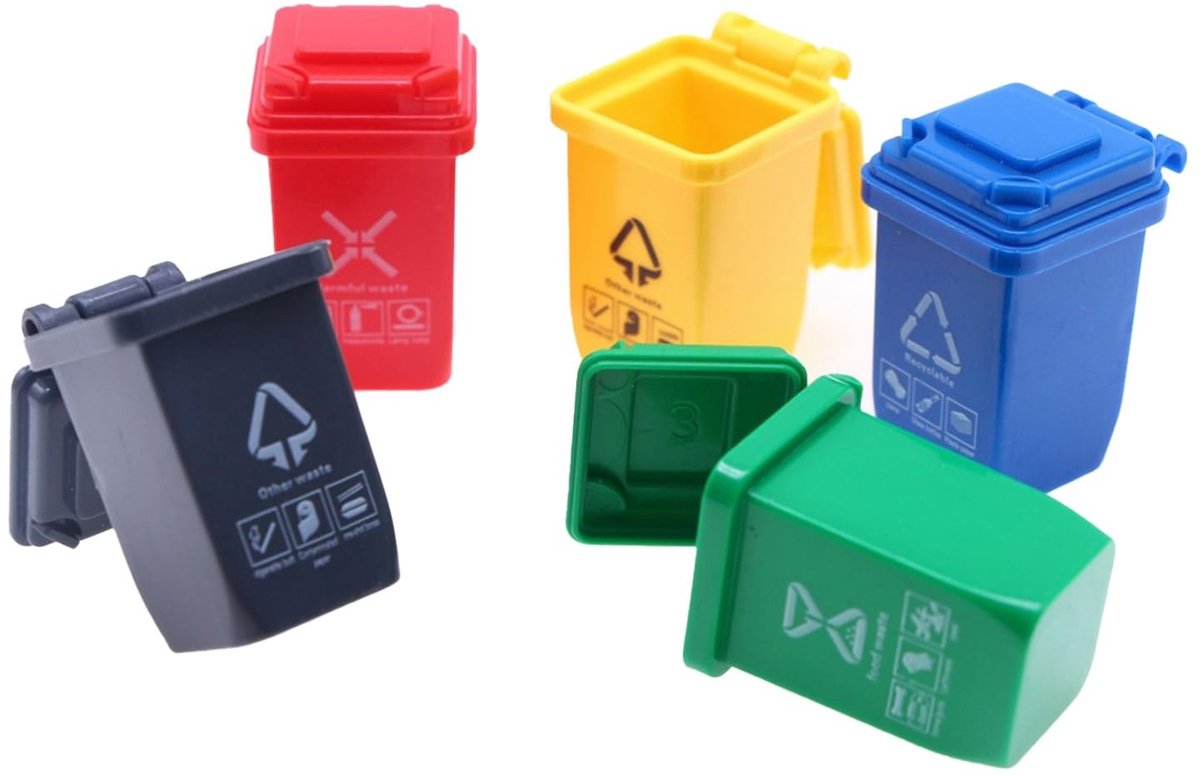 Dailygoods - Mini Prullenbak Set van 5 Stuks voor Poppenhuis - Schaal 1:12