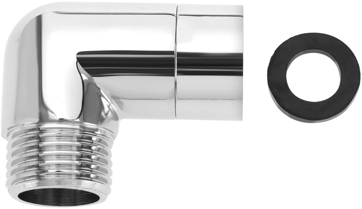 Dailygoods - Douche-elleboog adapter - 90 graden koppeling - Premium koper - Chroom afwerking - Handdouches - Douche accessoires