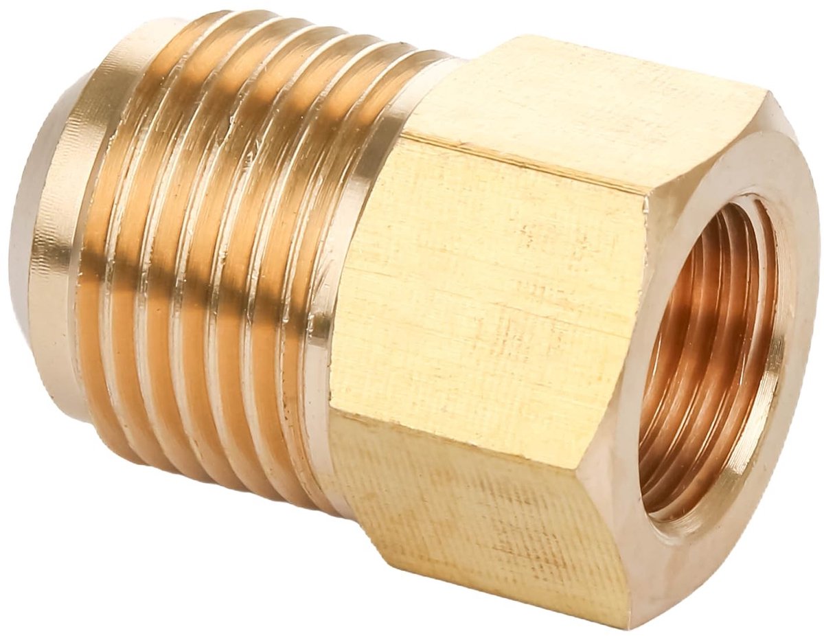 Dailygoods- Buisadapter Messing - 3/8" SAE buitendraad op 5/8" SAE buitendraad - Aansluitreductor - Airconditioning - Koelmiddel - 45 graden flare-verbinding - Aansluitstuk