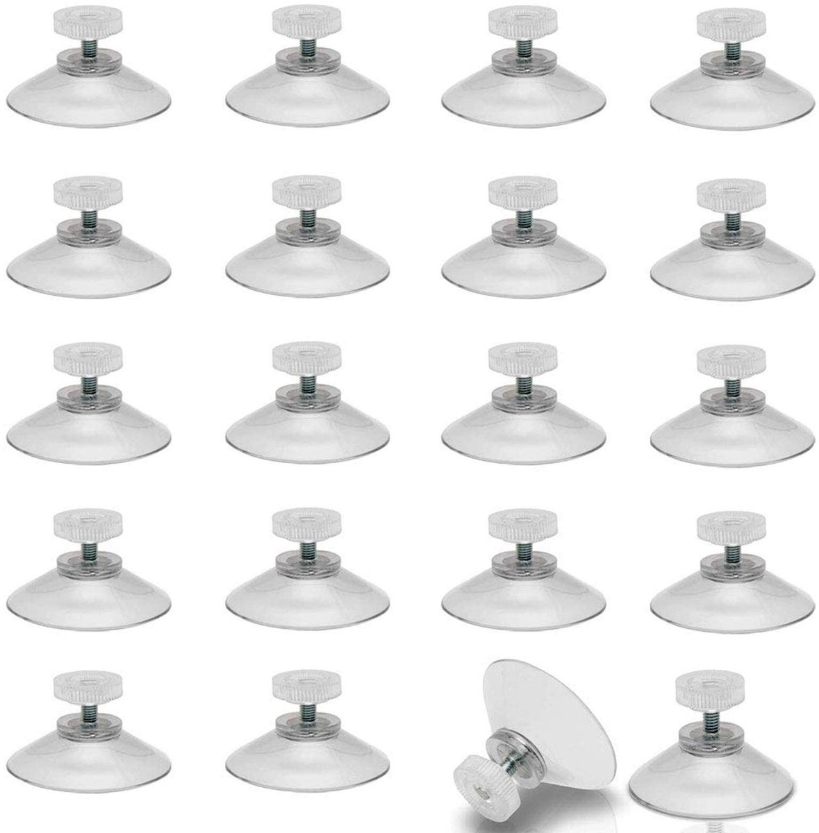 Dailygoods- Zuignappen 20 stuks Ø 40 mm - Zuignappen met schroefdraad - Zuignappen voor ramen - Zuignappen voor badkamer - Zuignappen voor auto - Transparant PVC kunststof - Zuignapjes