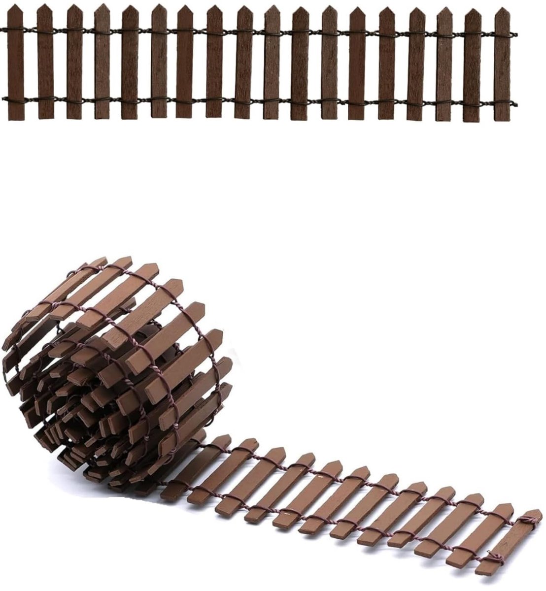Dailygoods- Tuinhek Miniatuur - Houten Tuinhek - 2 Stuks - Flexibel - Decoratief - 90 cm x 5 cm - Hoge Kwaliteit - Miniatuur Hek