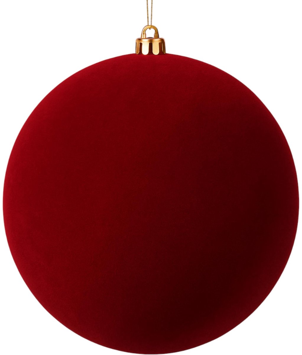 Dailygoods- Kerstbal grote kerstdecoratie - Donkerrode Flock-bal - Kunststof met fluwelen look - Diameter 15 cm - Minimalistisch design - Lichtgewicht en stevig