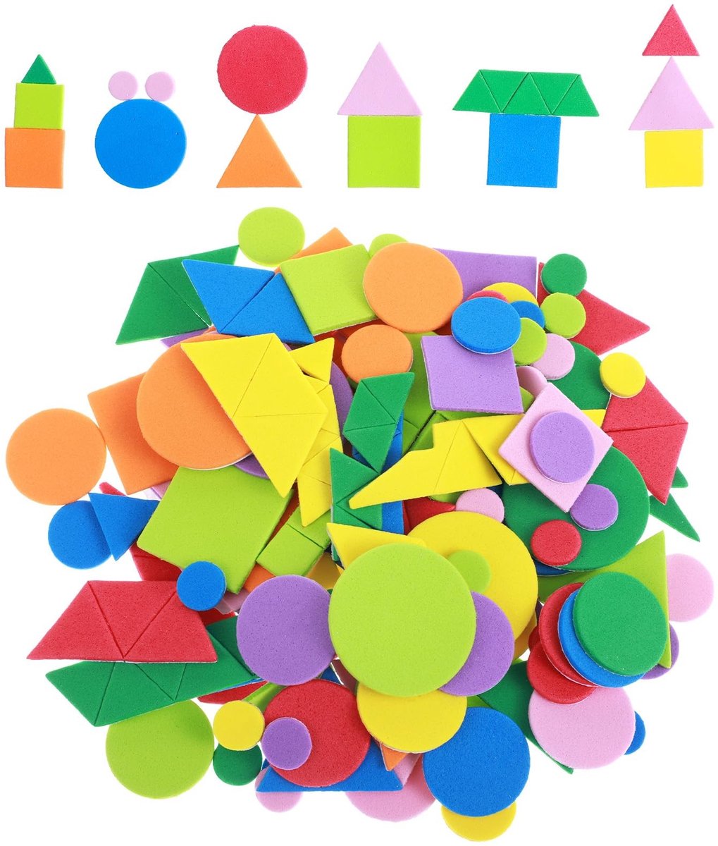 Dailygoods- Schuimrubberstickers 500 stuks - Zelfklevend - Geometrische vormen - Kleurrijke schuimstickers - Knutselprojecten - Creatieve ontwikkeling - Knutselstickers