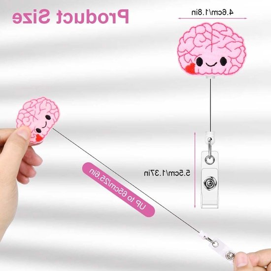 Set van 4 Retractable Badge Reels met Vilt, Schattige ID Houder voor Verpleegkundigen, Artsen en Studenten met Lanyard Clips — afbeelding 5
