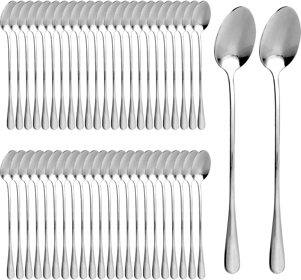 Dailygoods- Latte Macchiato Lepel Set van 48 - 7,8 inch - Koffielepels - Eetlepels - Gebaksbordjes - Duurzaam materiaal - Theelepels