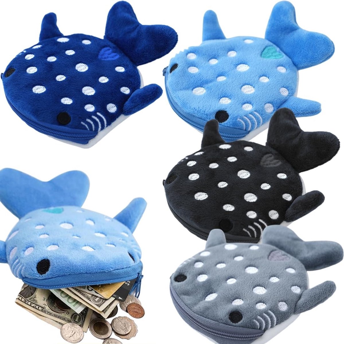 Dailygoods- Portemonnee met ritssluiting - Pluche Portemonnee - Kleine Portemonnee - Damesportemonnee - 4 Kleuren - Compact ontwerp - Portefeuille