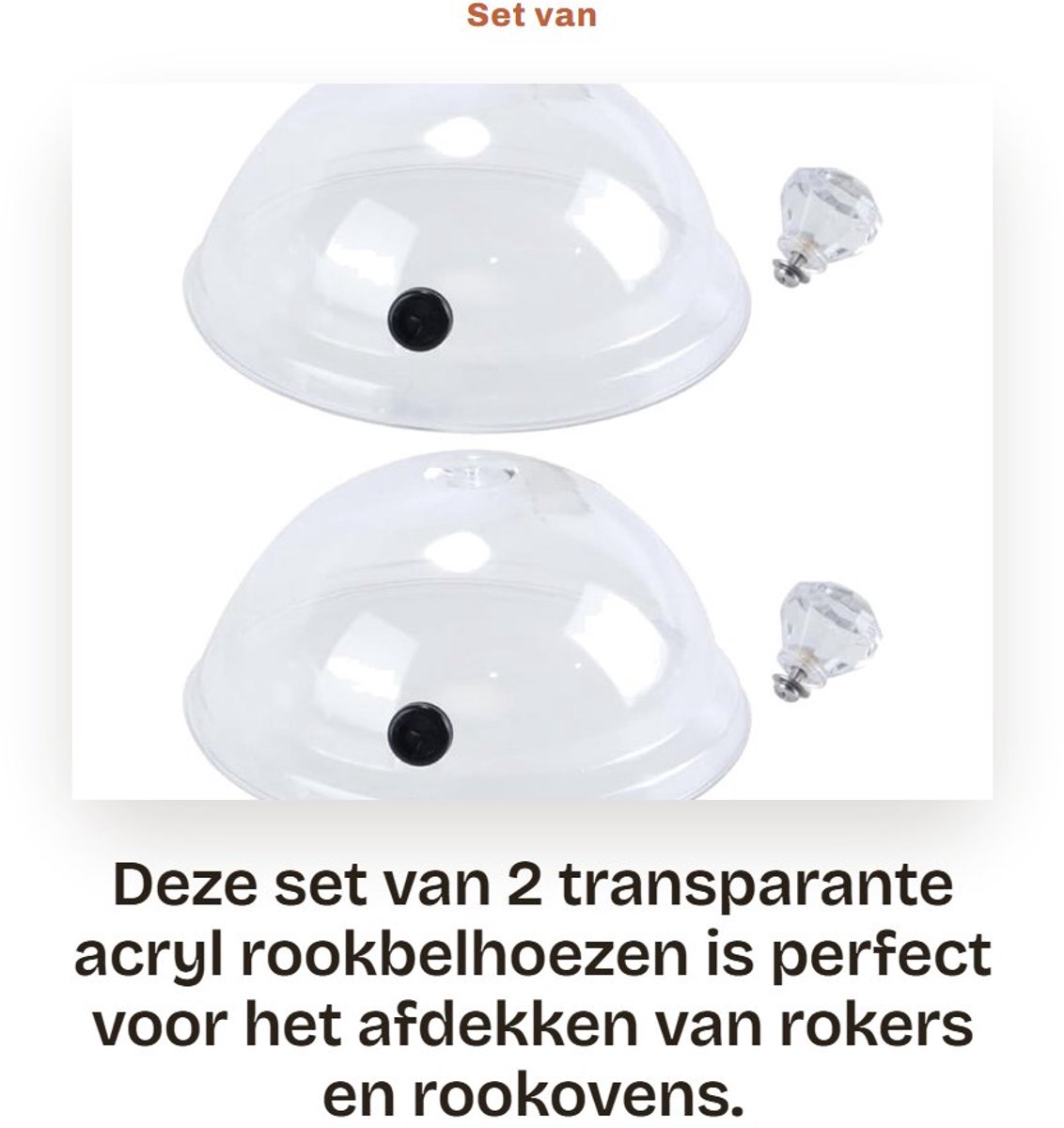 Dailygoods- Rookbelhoezen - 2 x Transparante Acryl Deksels - Accessoires voor Rookovens - Infusieplaten - Compacte Opberging - Handgreep voor Gemak - Voedseldeksel