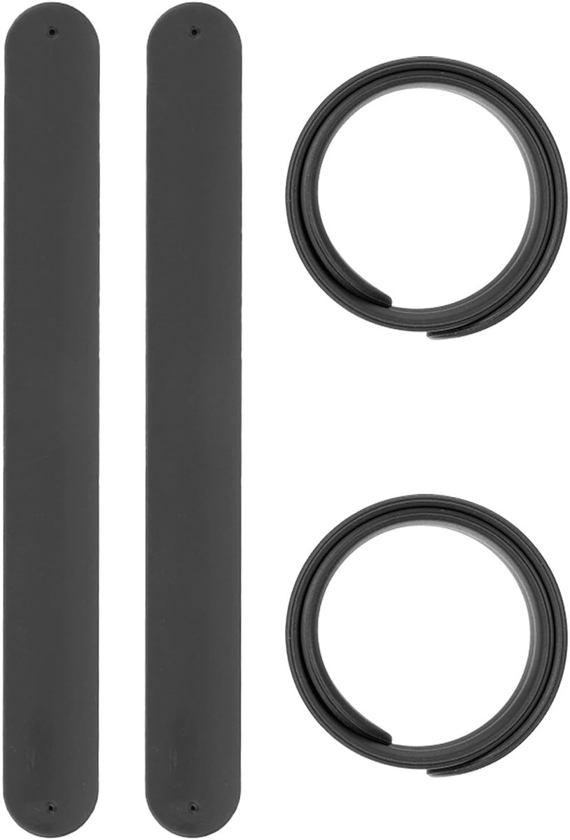 Klaparmbanden - Klikband polsband - Creatief versieren - Zachte siliconen - 4 stuks - Zwart