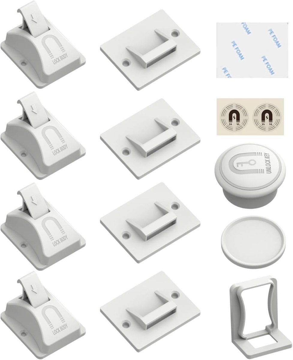 Magnetische Kastsloten - Onzichtbare Sloten - Babykamer Beveiligen - Eenvoudige Installatie - 14.9x16.8x4cm - Veelkleurig