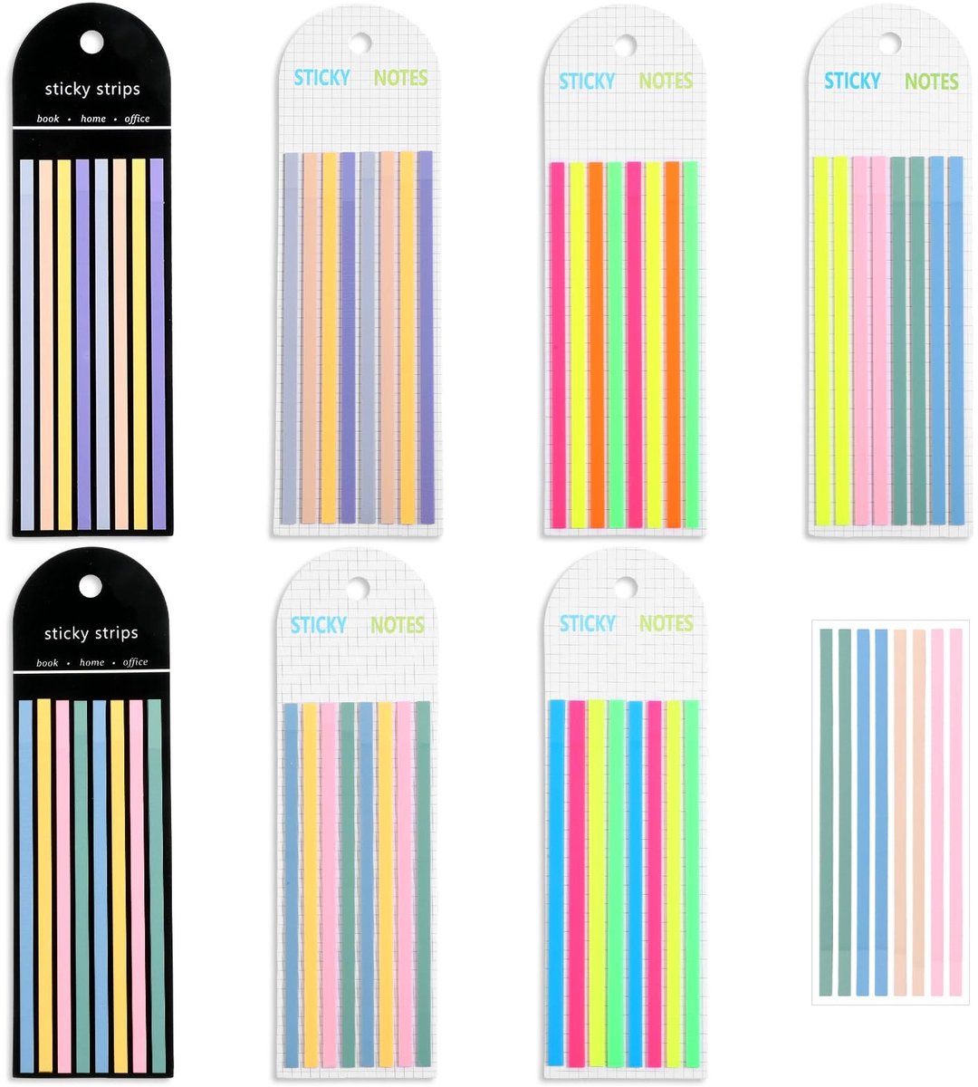 Dailygoods- Zelfklevende Notities 1280 Stuks - Lange Transparante Tabs - Gekleurde Pagina Markeringen - Ultra-fijne Strip Index - Kantoorbenodigdheden - PET Materiaal - Boektabs