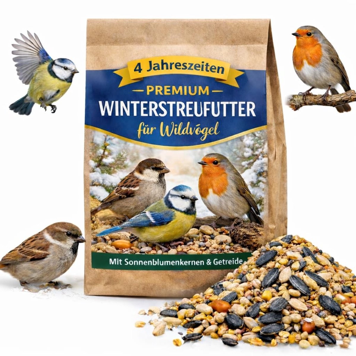Dailygoods - Premium Winterstrooivoer voor Wilde Vogels - 4 Seizoenen Mix