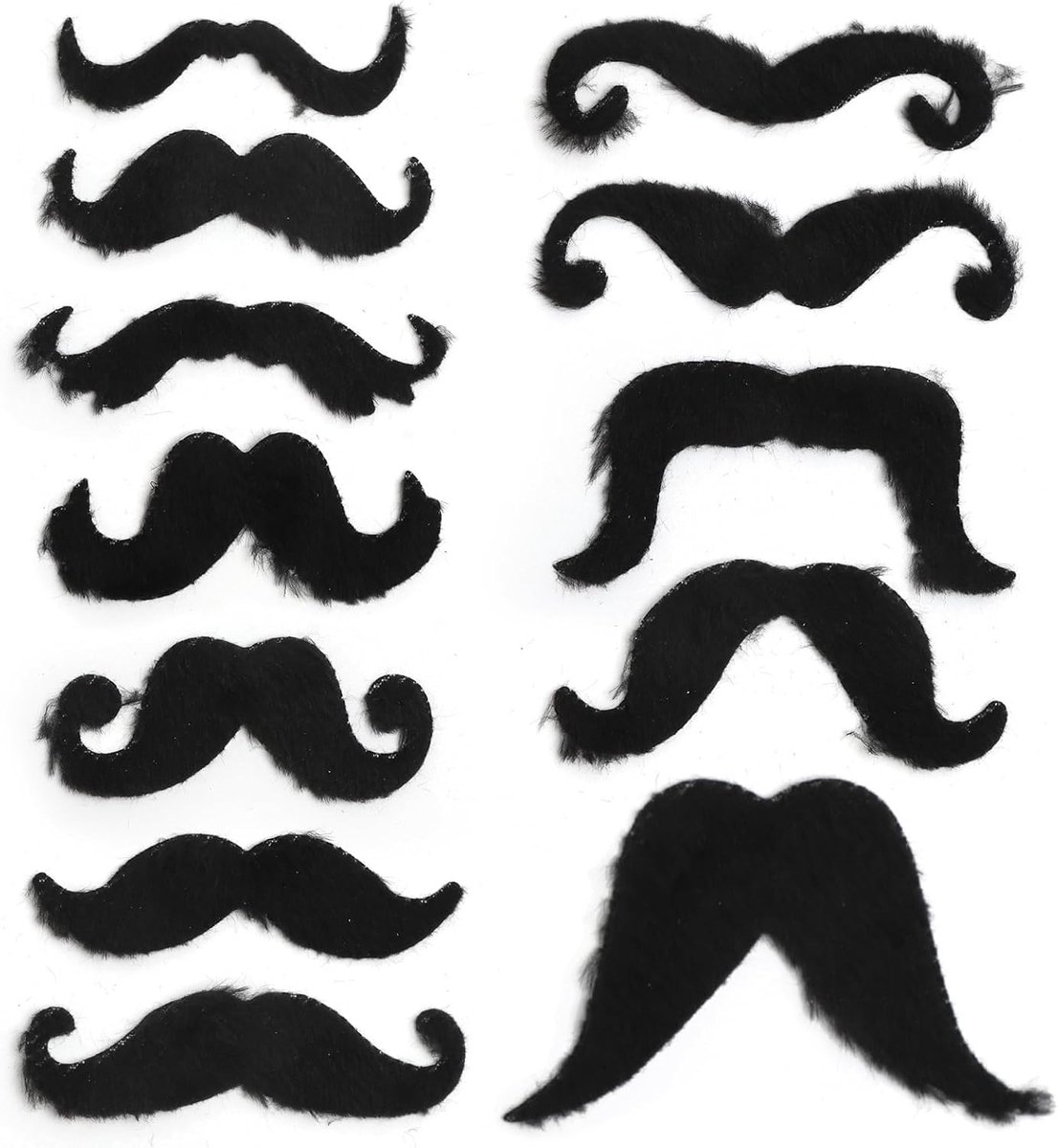 Set van 12 Nep Snorren voor Kostuums, Valse Baarden voor Carnaval en Feestjes, Inclusief 80 Lijmstickers voor Halloween en Theatrale Optredens