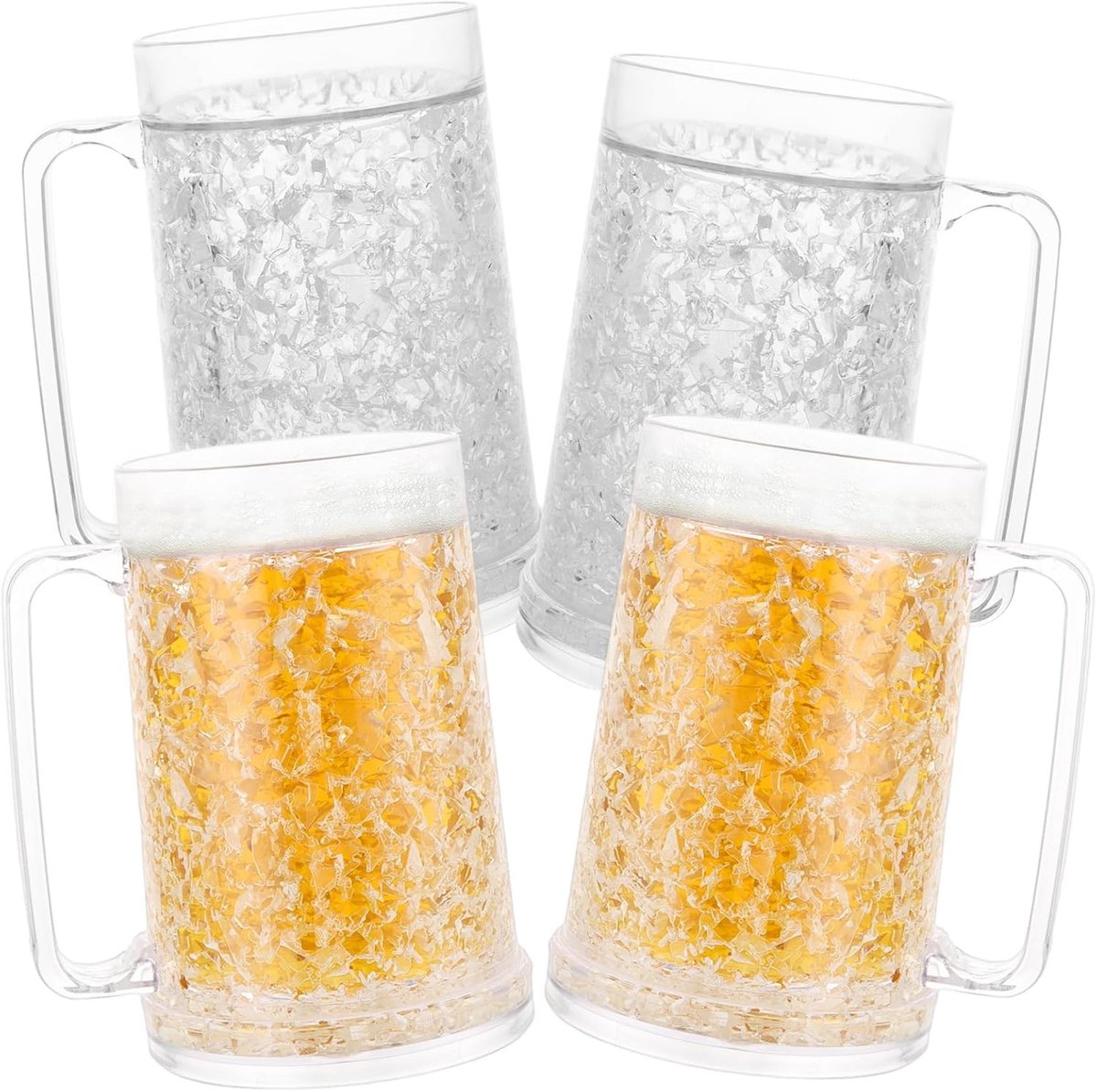 Dubbelwandige Bierglazen met IJs Effect - 450 ml Set van 4 voor Bier, Frisdranken en Cocktails